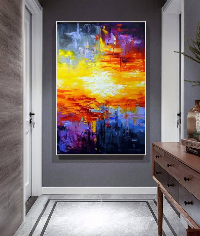 Purple Handmade Original Scenic Contemporary Abstract Canvas Wall Art 215OX